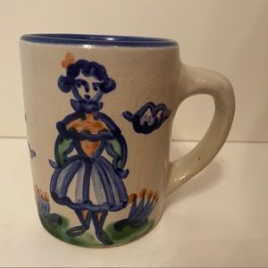 M A HADLEY MUG POTTERY BLUE WHITE FANCY LADY DINING HOME